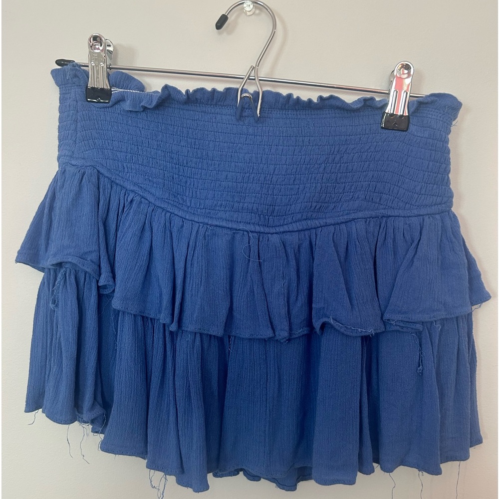 Blue Ruffle Smock Skirt